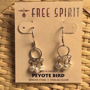 Peyote Bird Fresh Water Pearls Chandelier Hoops Sterling Silver Earrings Boho